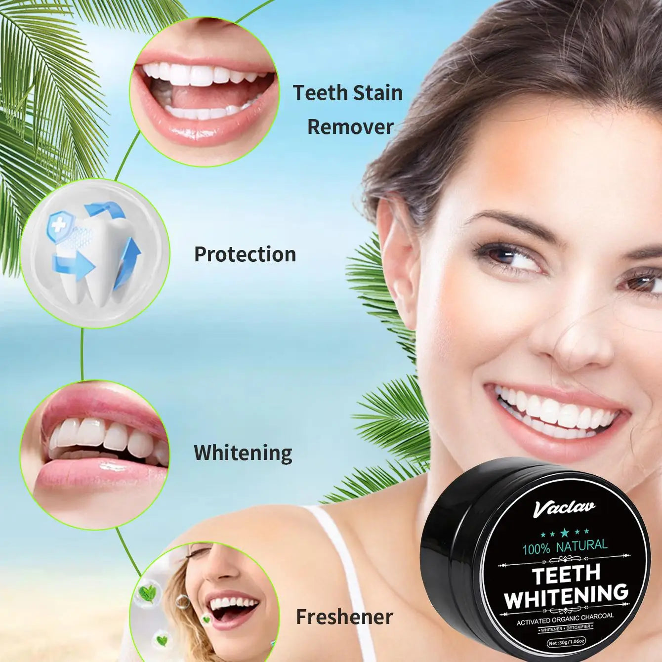 Velnora Activated Charcoal Whitening Powder